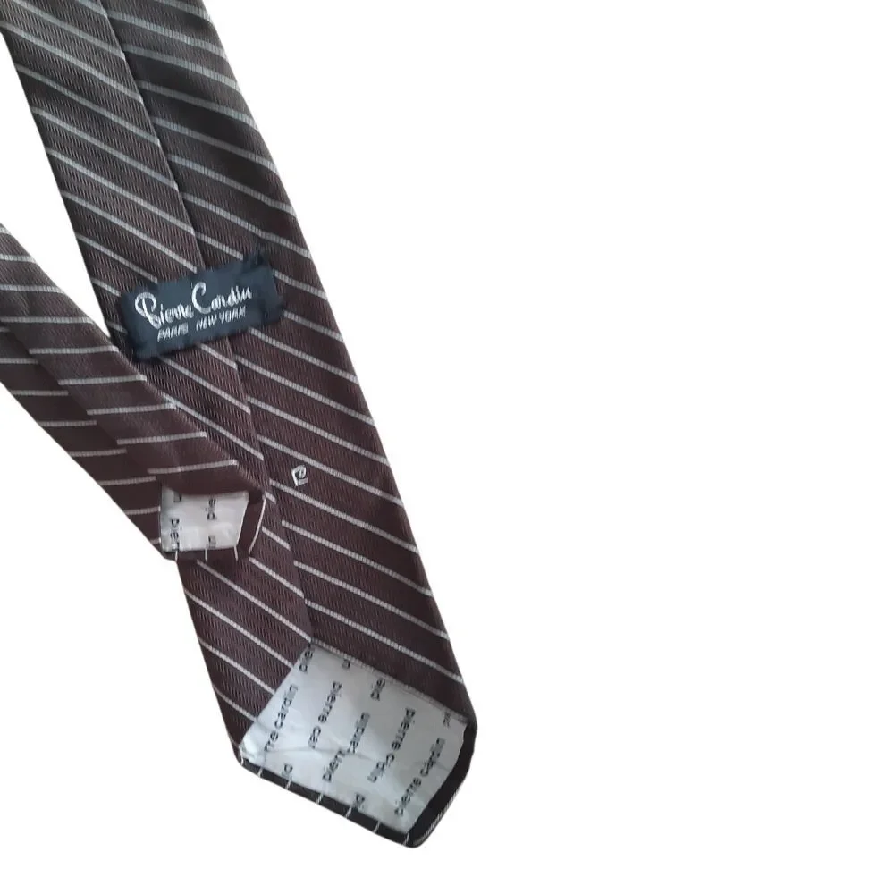 Pierre Cardin Elegant Black and White Striped Tie